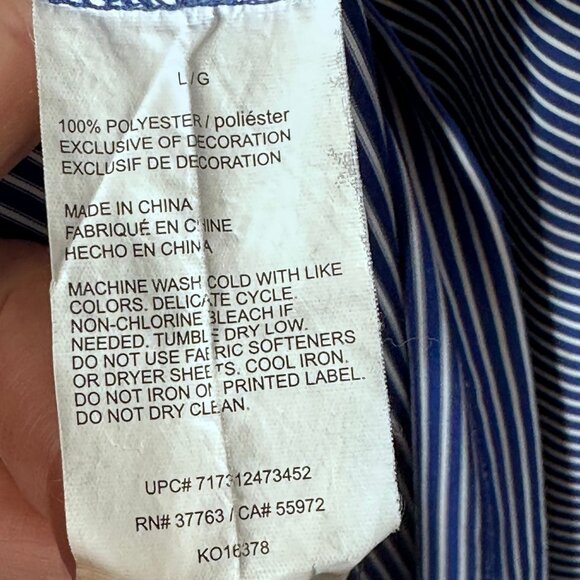 Grand Slam Performance Mens Striped Polo Shirt Blue & White Size L Golf Wear - Picture 7 of 8